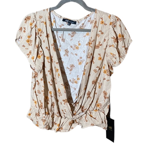 YMI Tops - YMI Collection Deep V Surplice Floral Crop Top
